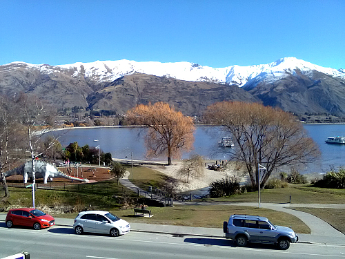 Looking over Lake Wanaka from The Moorings apartments