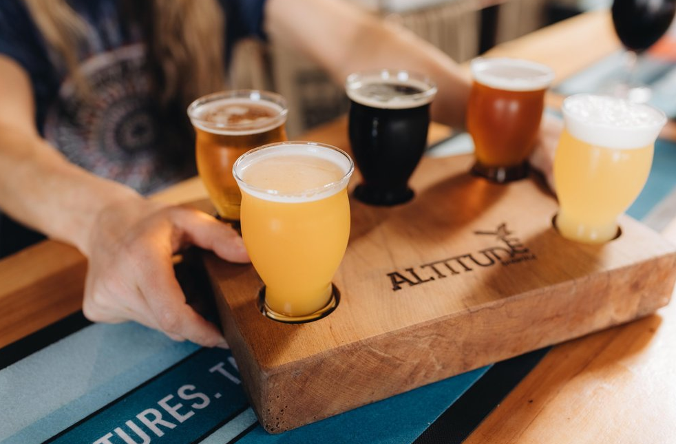 A tasting paddle at Altitude Brewing Queenstown A tasting paddle at Altitude Brewing Queenstown