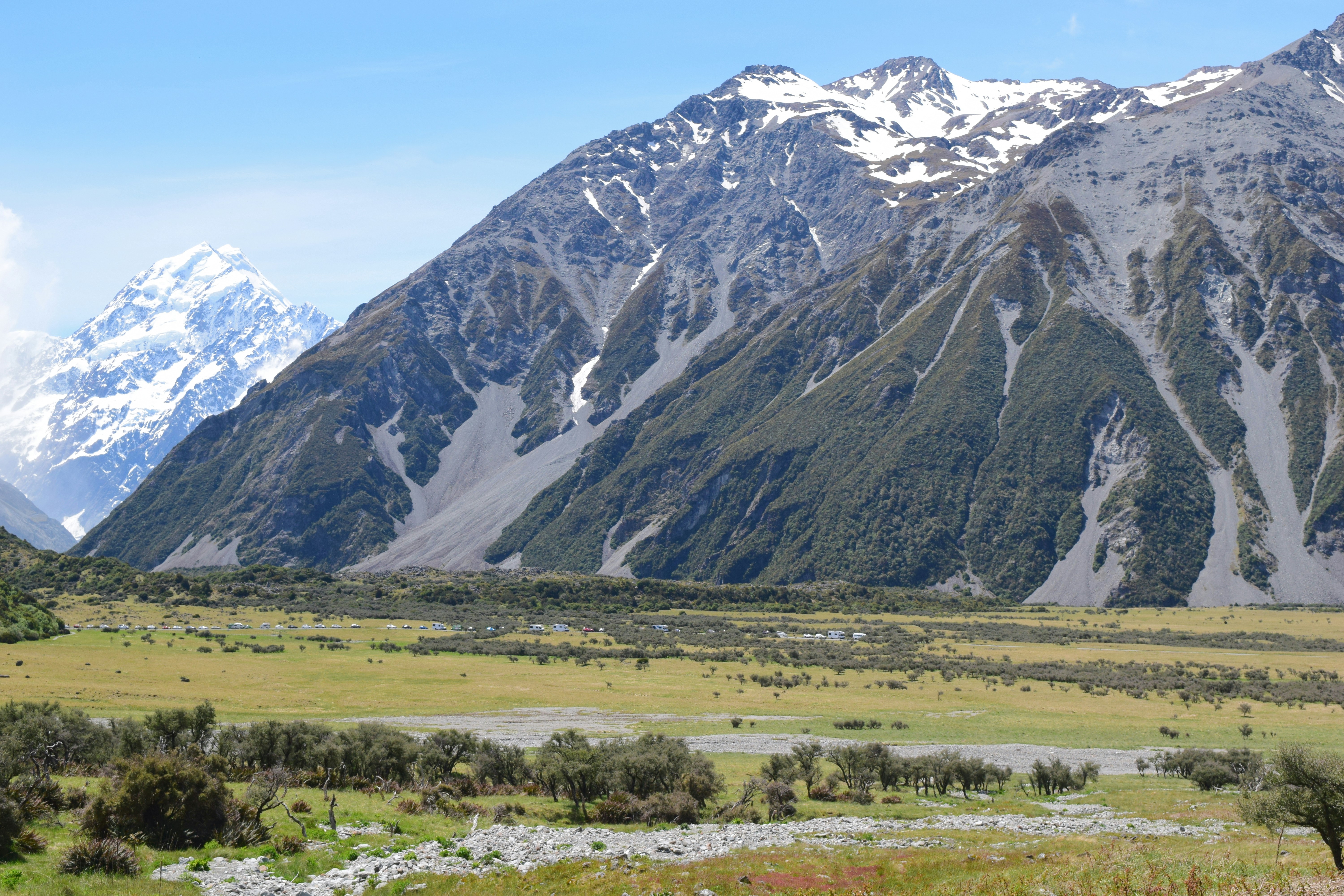 Aoraki Mount Cook to the left, and Mount Wakefield to the right. Image thanks to Jeanne Rouillard Unsplash