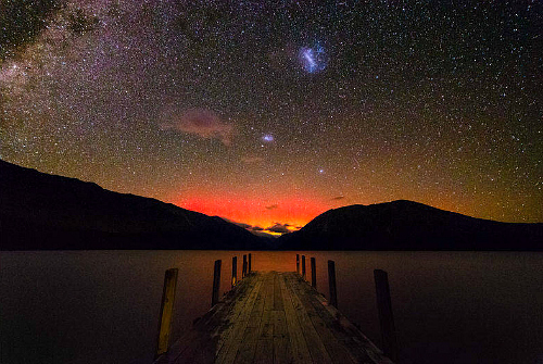 Aurora Australis over Lake Rotoiti in the Nelson Lakes National Park on New Zealand's South Island - pic courtesy Mikey MacKinven