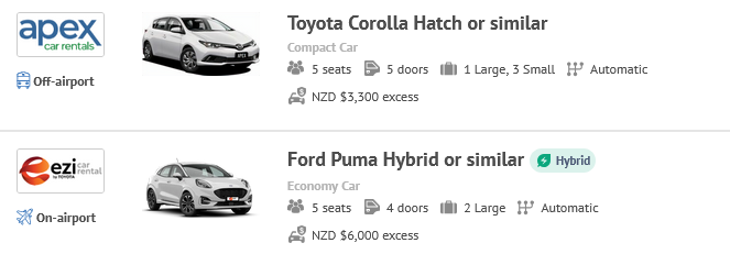 Check if your vehicle supplier is On Airport or Off Airport