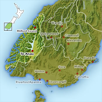 Map Fiordland National Park New Zealand