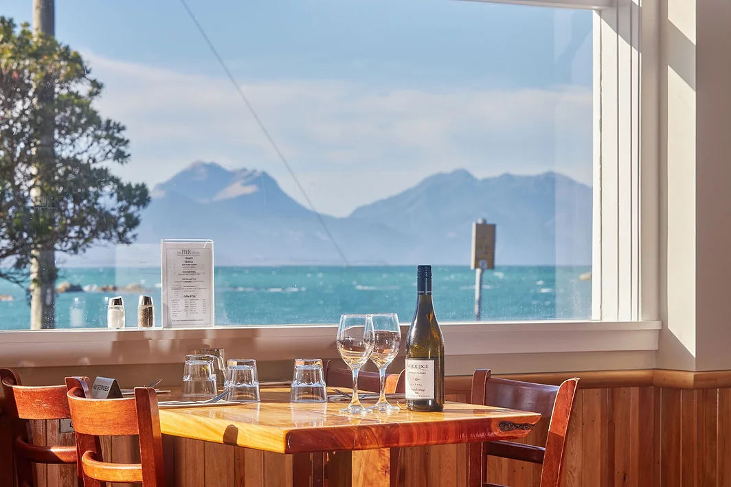 View from inside the Pier Hotel Kaikoura