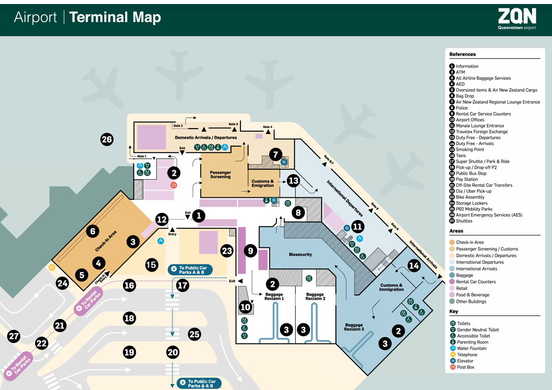Queenstown Airport Terminal Map