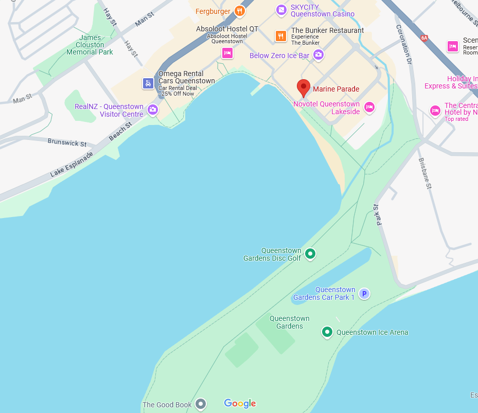 Queenstown Map Showing Queenstown Gardens