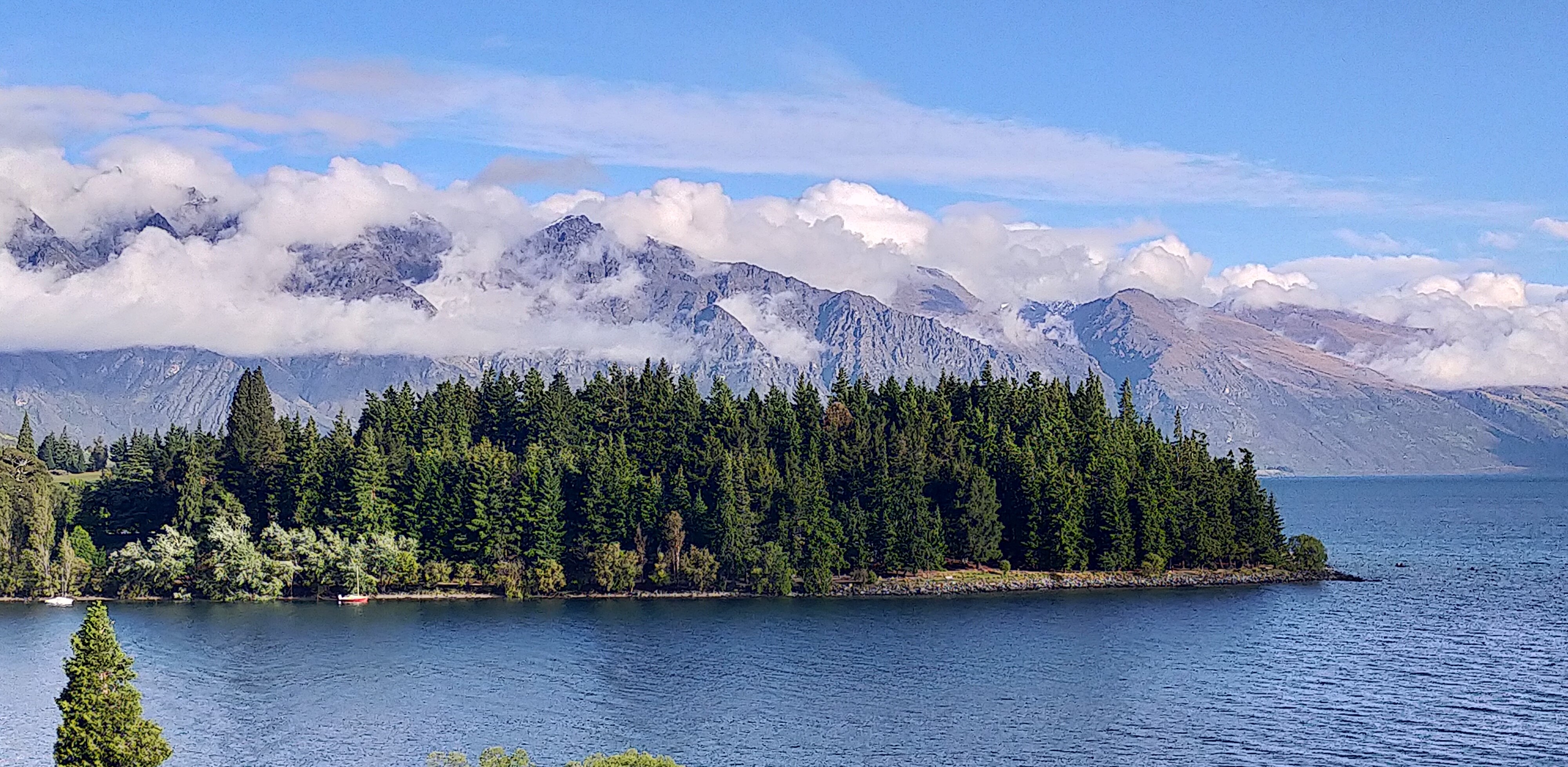 Looking from Pepper's Beacon across Lake Wakatipu towards the Remarkables