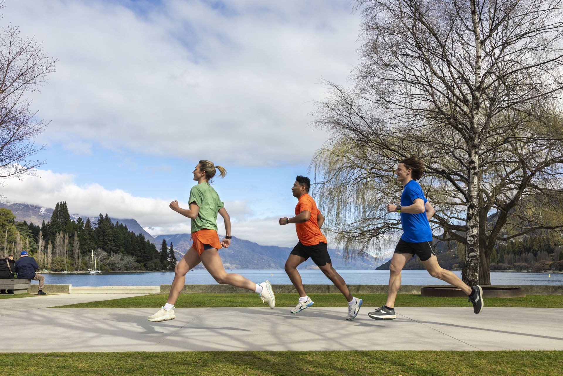 Queenstown runners with Lake Wakatipu and The Rematkables in the bakground. Thanks to Camilla Rutherford for the image.