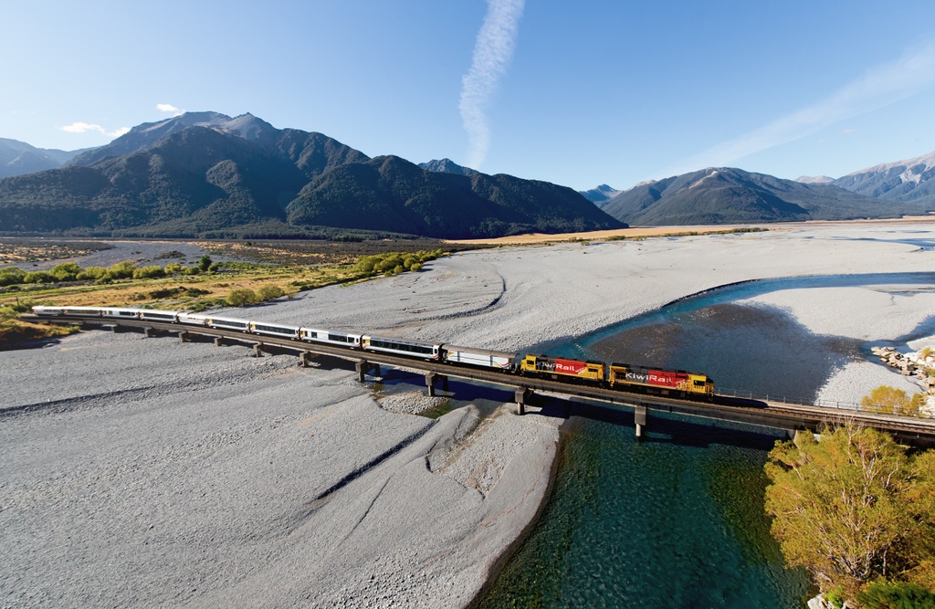 TranzAlpine train Waimakariri Bridge Courtesy Kiwi Rail