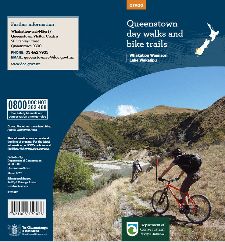 DOC Queenstown Day Walks Bike Trails Brochure