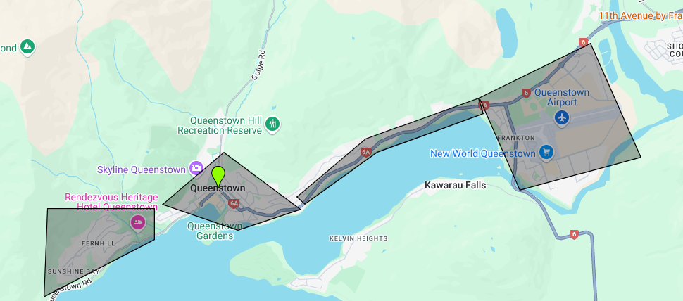Queenstown Accommodation Zones Google Maps
