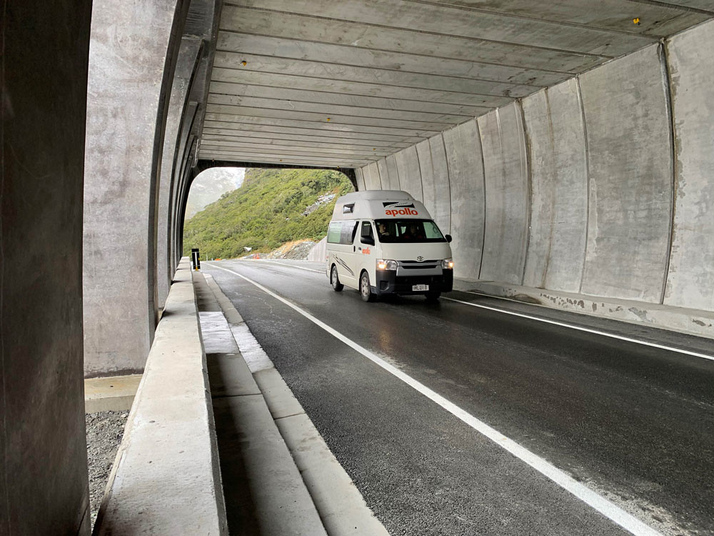 Homer Tunnel Car In New Avalanche Shelter Courtesy NZTA
