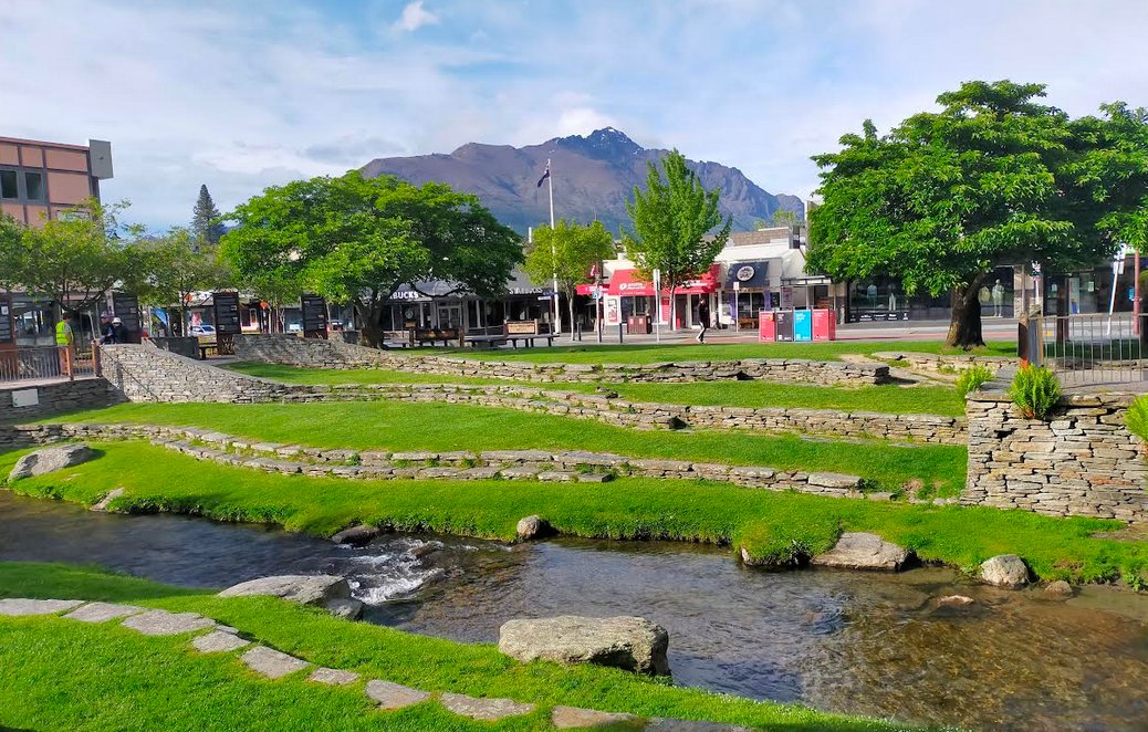 Queenstown's Village Green is a great central picnic spot Queenstown Village Green