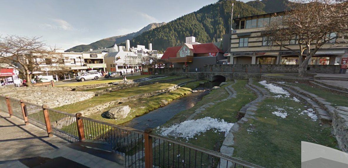 Queenstown's Village on a winter morning Queenstown Village Green